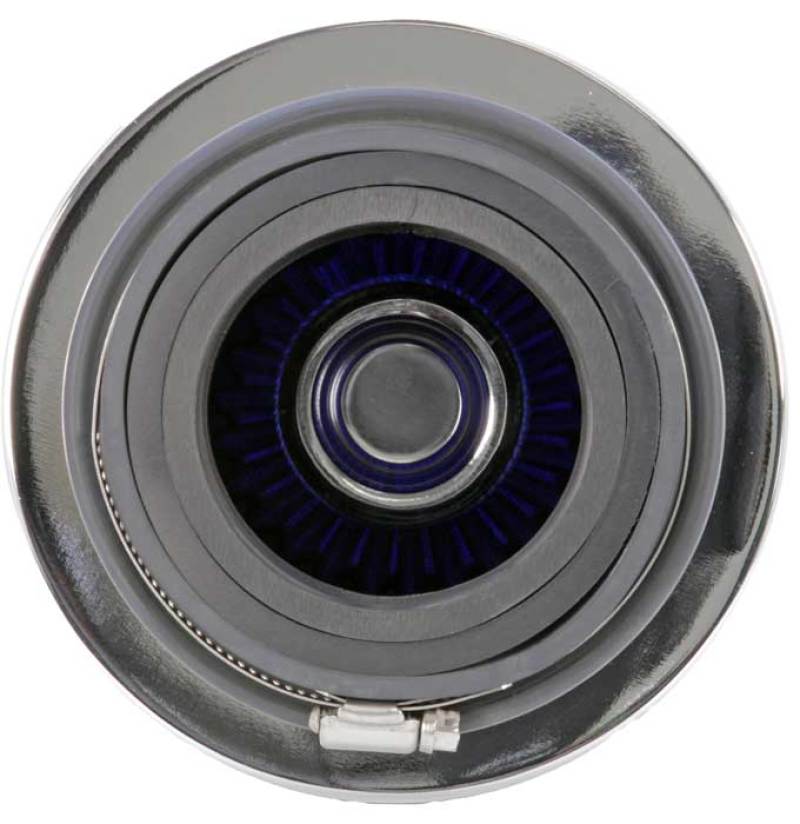 K&N Universal Air Filter Chrome Round Tapered Blue - 4in Flange ID x 1.125in Flange Length x 5.5in H RG-1001BL