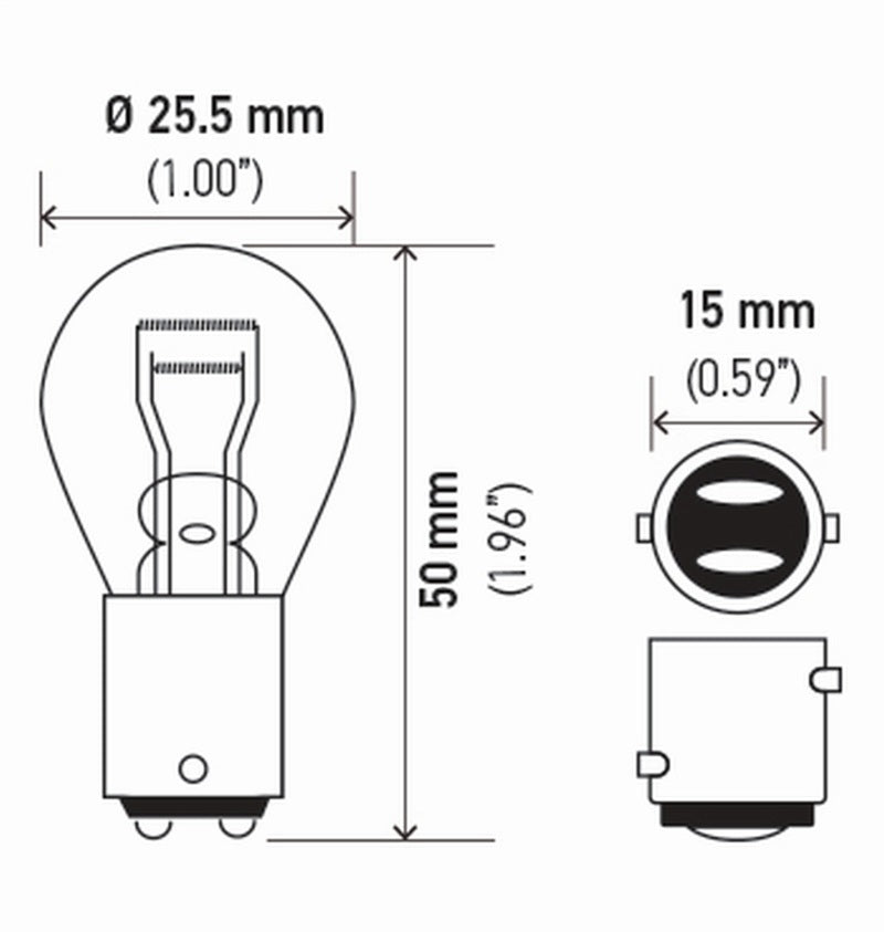 Hella Bulb 1157 12V 27/8W Ba9S S8 (2) 1157TB
