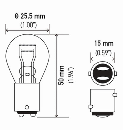 Hella Bulb 1157 12V 27/8W Ba9S S8 (2) 1157TB