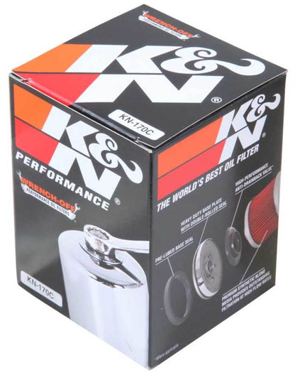 K&N Harley Davidson 3in OD x 4.063in H Chrome Oil Filter KN-170C