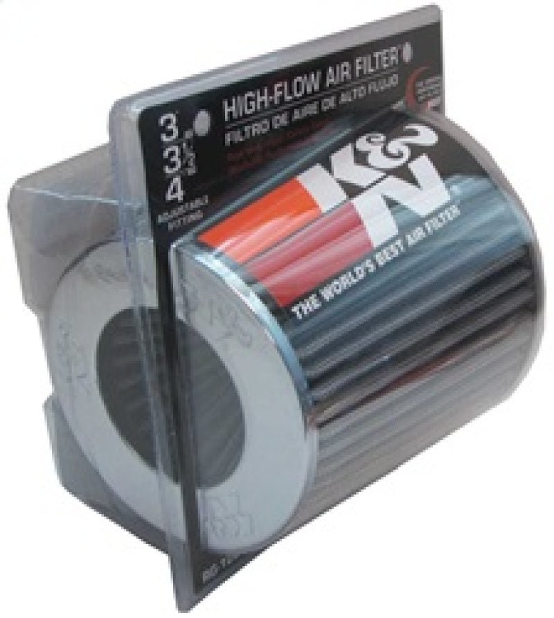 K&N Universal Filter Chrome Round Tapered White - 4in Flange ID x 1.125in Flange Length x 5.5in H RG-1001WT