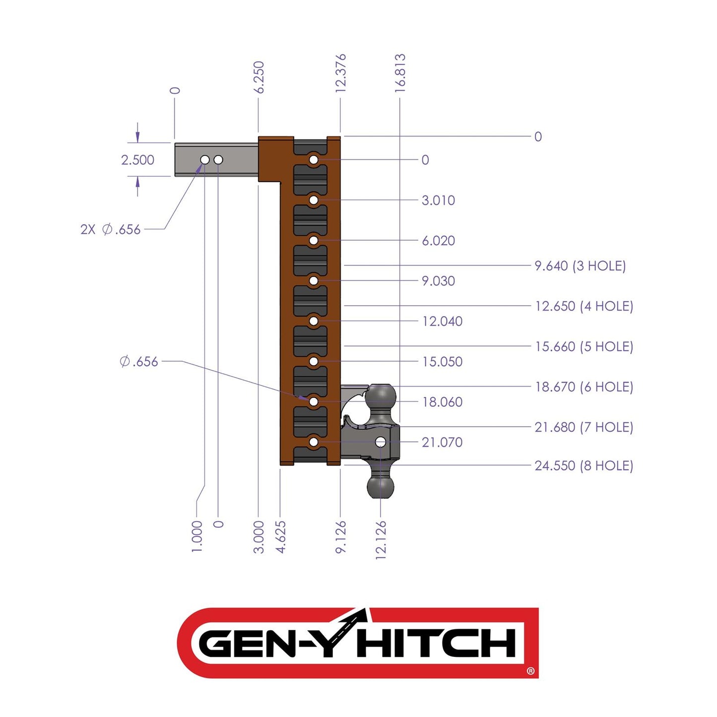 Gen-Y Mega Duty Adjustable Drop Hitches GH-615