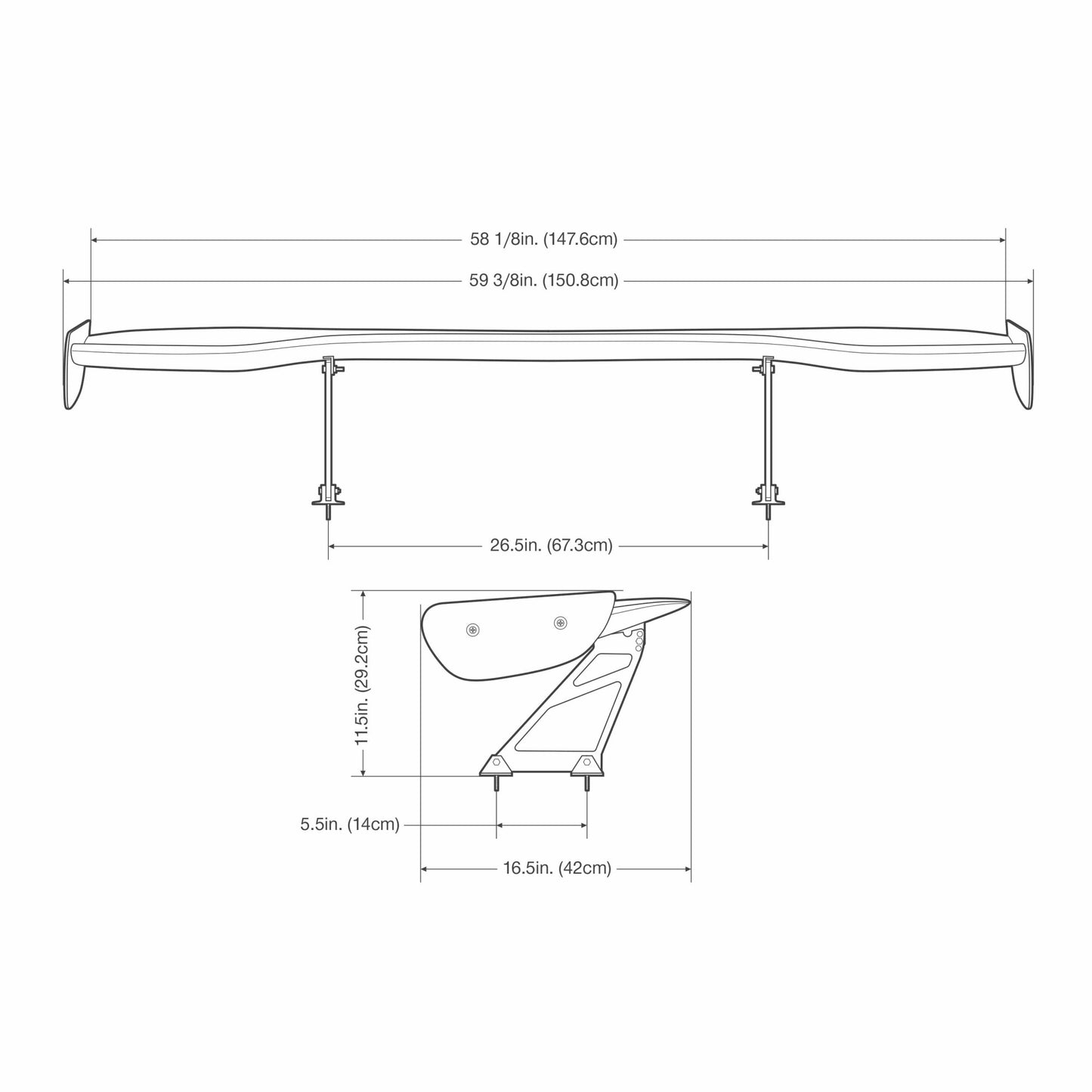 Seibon Universal GT Style Carbon Fiber Rear Spoiler GTWING-1