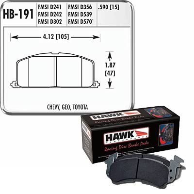 Hawk Performance Blue 9012 Racing Brake Pads HB191E.590