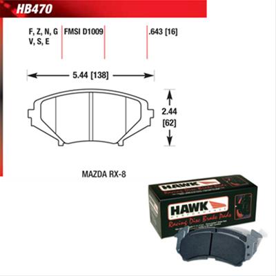 Hawk Performance Blue 9012 Racing Brake Pads HB470E.643