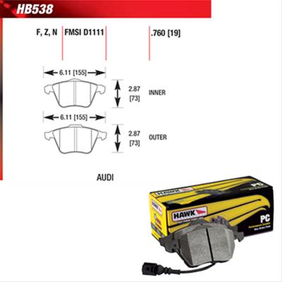 Hawk Performance Ceramic Brake Pads HB538Z.760