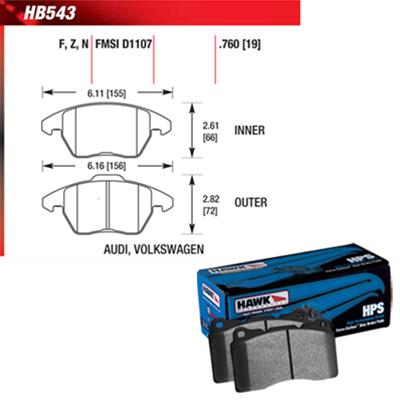 Hawk Performance HPS Brake Pads HB543F.760