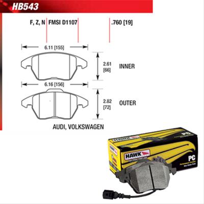 Hawk Performance Ceramic Brake Pads HB543Z.760