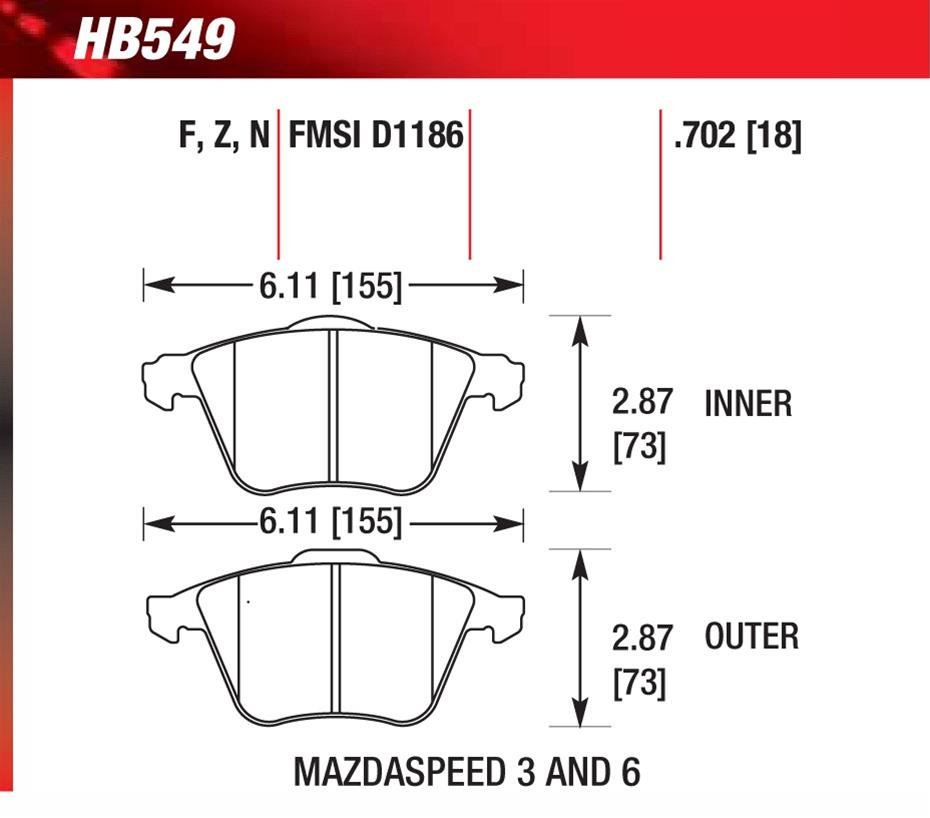 Hawk Performance HPS Brake Pads HB549F.702