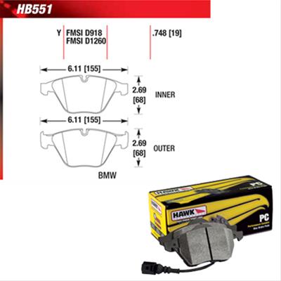 Hawk Performance Ceramic Brake Pads HB551Z.748