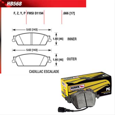 Hawk Performance Ceramic Brake Pads HB568Z.666