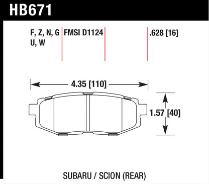Hawk Performance HPS Brake Pads HB671F.628