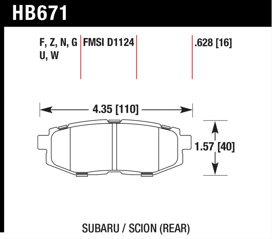 Hawk Performance DTC 70 Brake Pads HB671U.628