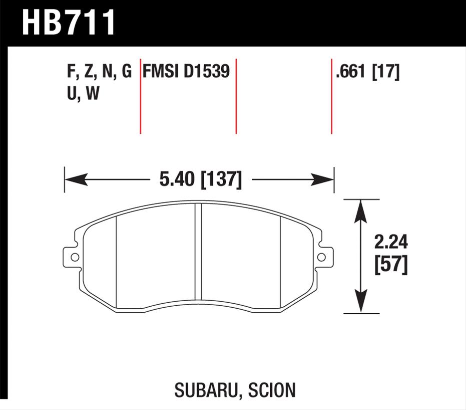 Hawk Performance HPS Brake Pads HB711F.661