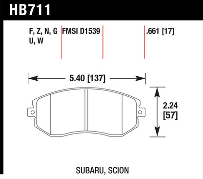 Hawk Performance HPS Brake Pads HB711F.661