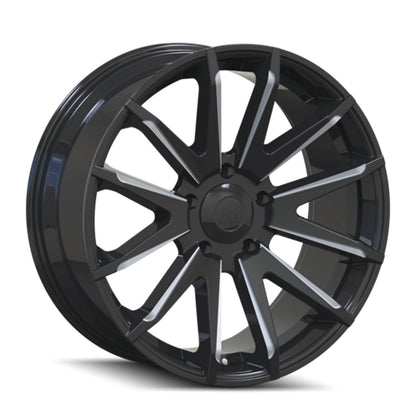 Mayhem Crossfire 8109 Series Gloss Black Wheels with Dark Clearcoated Milled Accents 8109-2983BM18