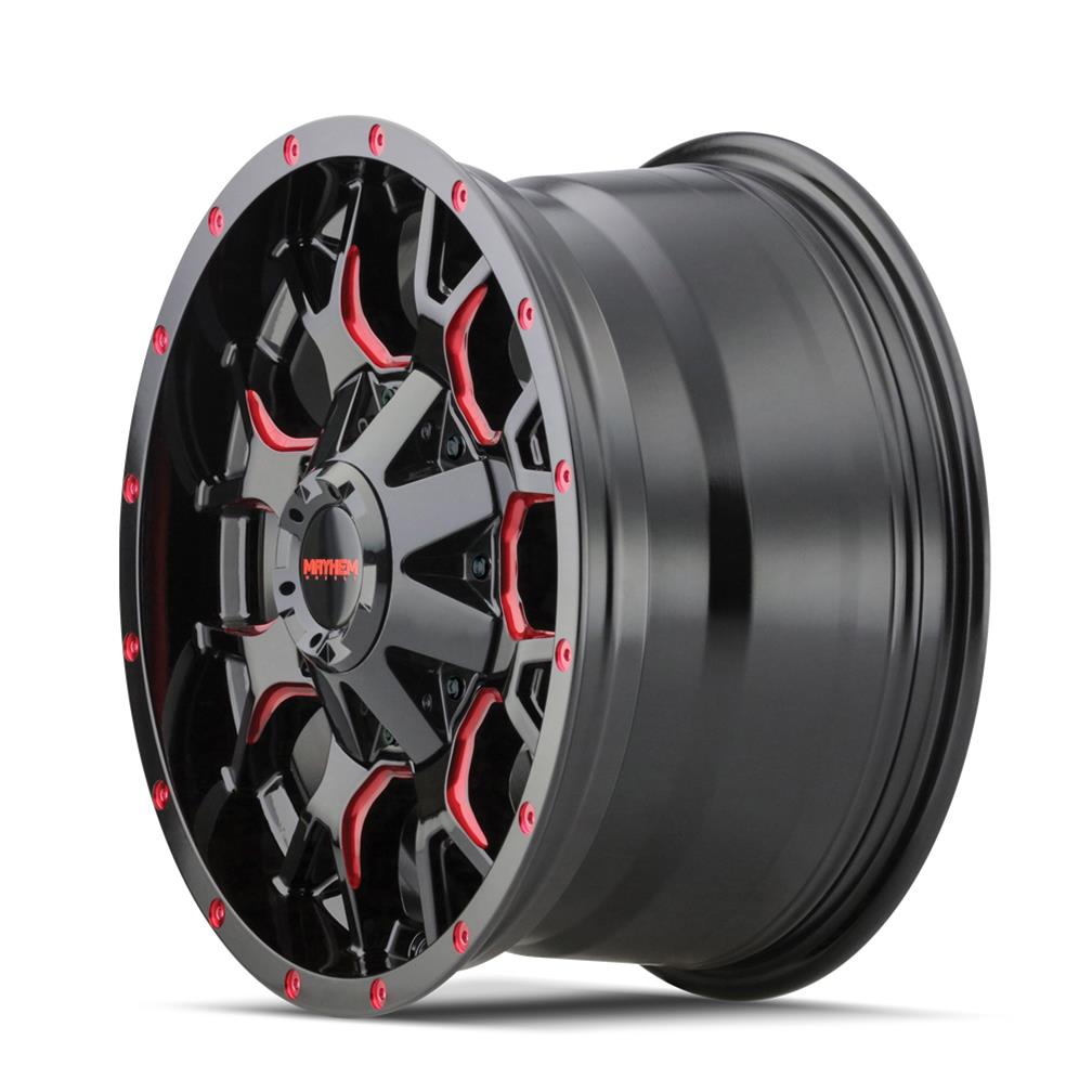 Mayhem Warrior 8015 Series Gloss Black With Prism Red Wheels 8015-2152BTR