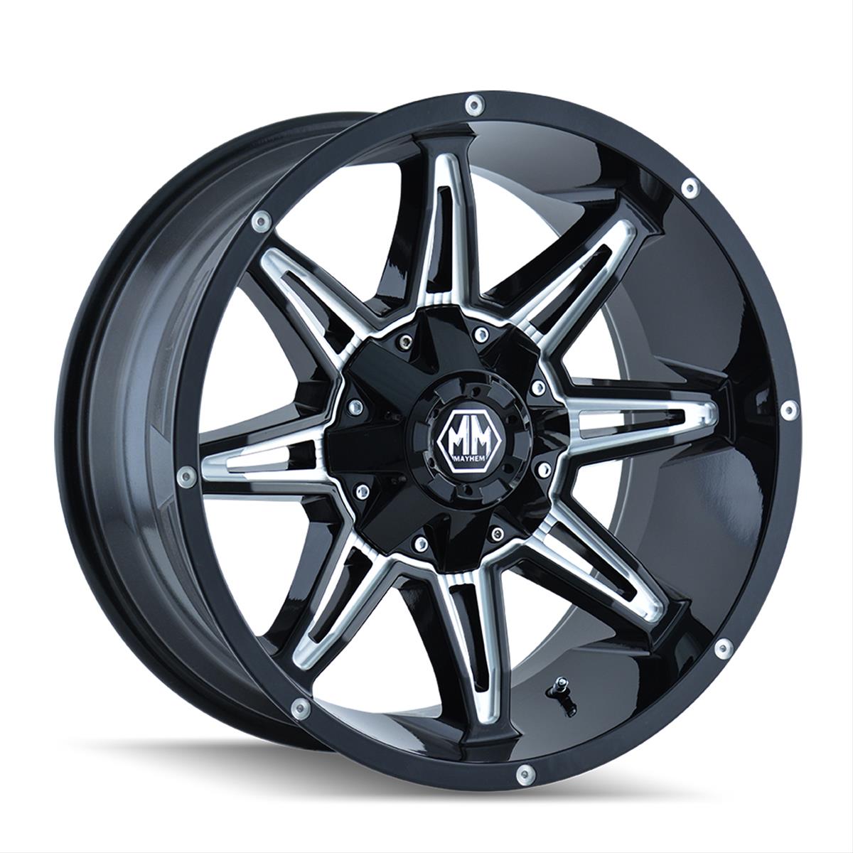 Mayhem Rampage 8090 Series Gloss Black Wheels with Milled Spokes 8090-2997M