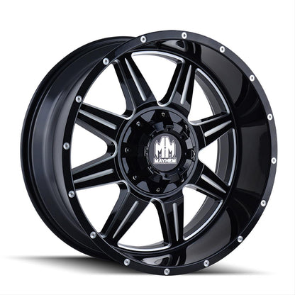 Mayhem Monstir 8100 Series Gloss Black Wheels with Milled Spokes 8100-2937M18
