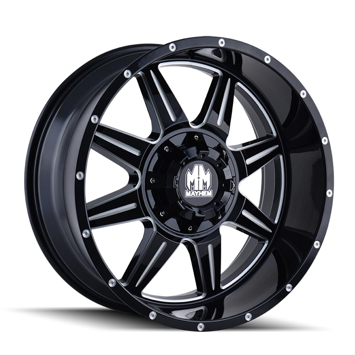 Mayhem Monstir 8100 Series Gloss Black Wheels with Milled Spokes 8100-2137M
