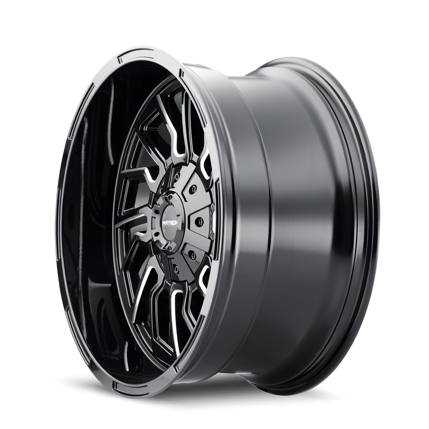 Mayhem 8111 Flywheel 20x9 / 8x165.1 BP / 18mm Offset / 125.2mm Hub Black w/ Milled Spokes Wheel 8111-2981BM18