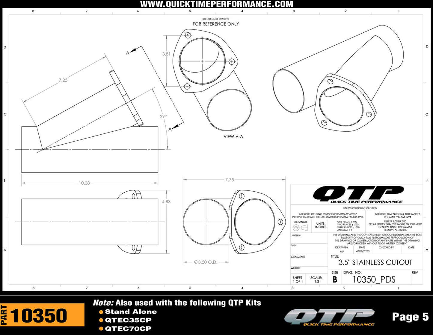 Quick Time Performance Exhaust Cutouts 10350
