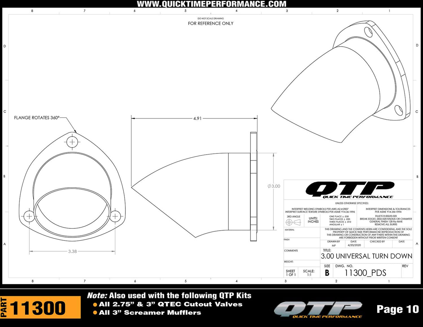 Quick Time Performance Adjustable Turndowns 11300