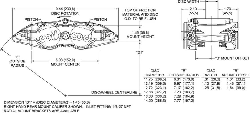 Wilwood Forged Narrow Superlite 4 Radial Mount Calipers 120-12602