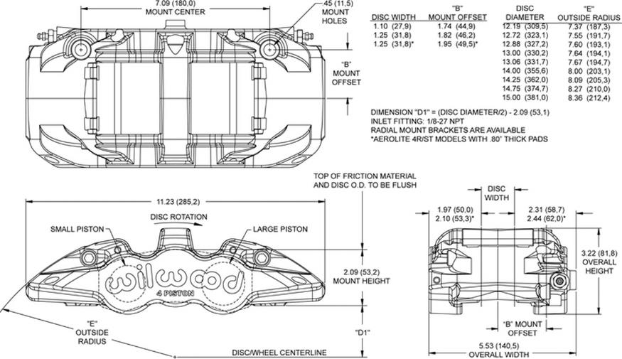 Wilwood AERO4-DS Radial Mount Calipers 120-15598-RD