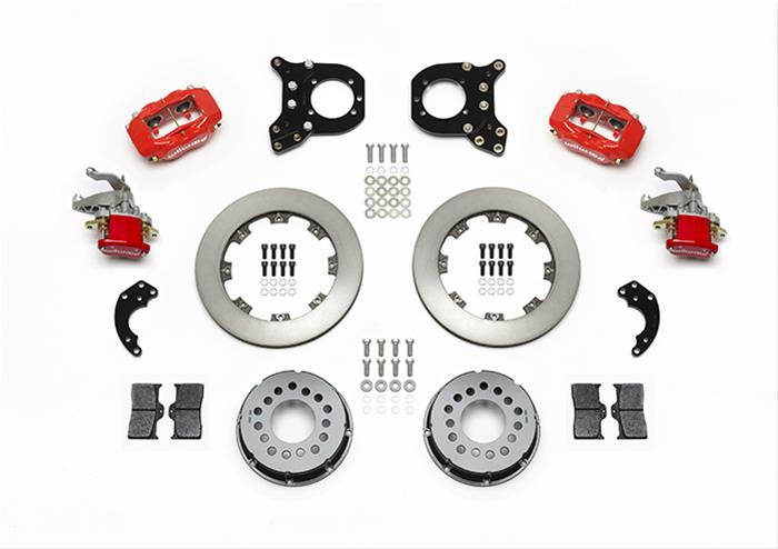 Wilwood Forged Dynalite P/S Rear Kit w/MC4 P-Brake Red Chev 12 Bolt w/Clip Elimin-Staggered 140-14259-R