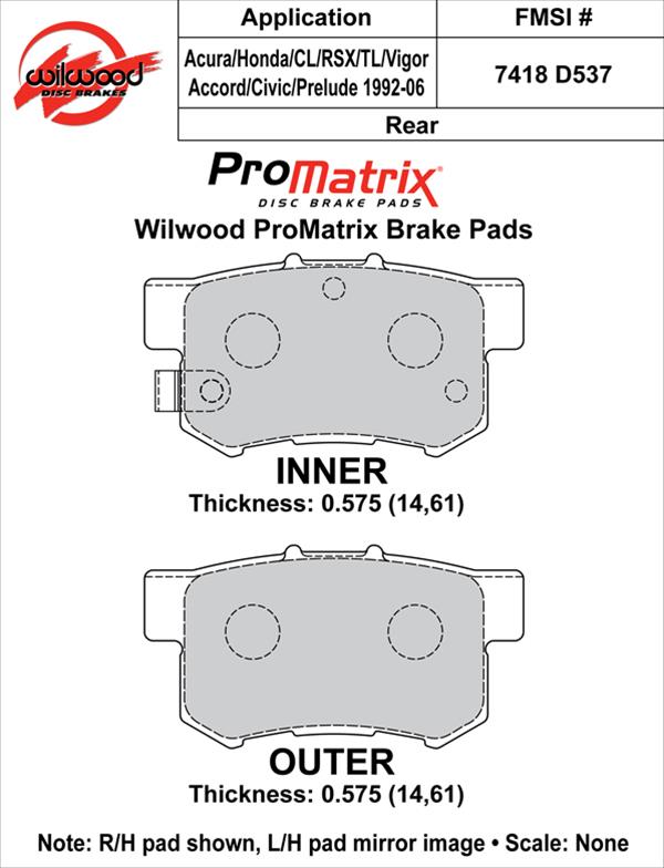 Wilwood ProMatrix Brake Pads 150-D0537K