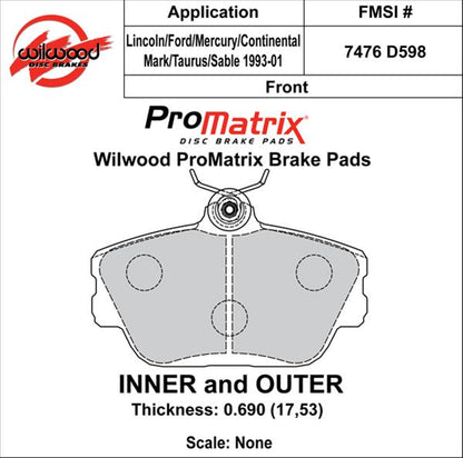 Wilwood ProMatrix Brake Pads 150-D0598K