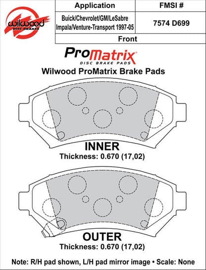 Wilwood ProMatrix Brake Pads 150-D0699K