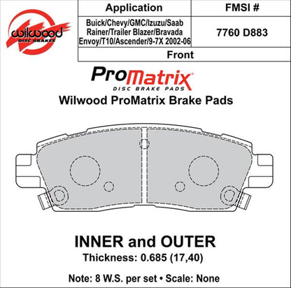 Wilwood ProMatrix Brake Pads 150-D0883K