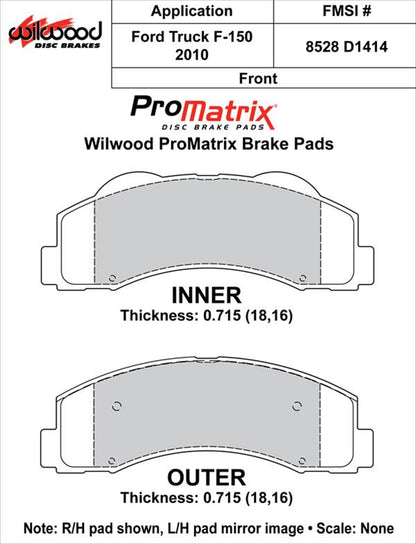 Wilwood ProMatrix Brake Pads 150-D1414K