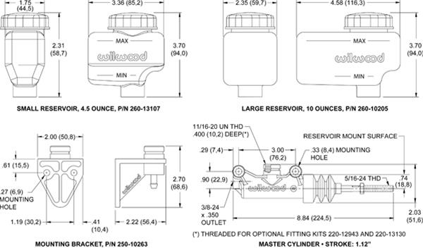 Wilwood Compact Remote Side Mount Master Cylinders 260-13624