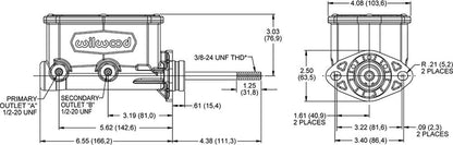 Wilwood Aluminum Tandem Compact Master Cylinders 260-14958-P