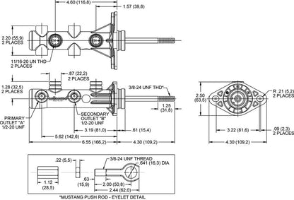 Wilwood Combination Remote Tandem Master Cylinders 260-15491-BK