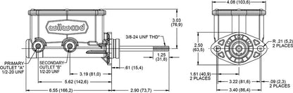 Wilwood Aluminum Tandem Compact Master Cylinders 260-16520-BK