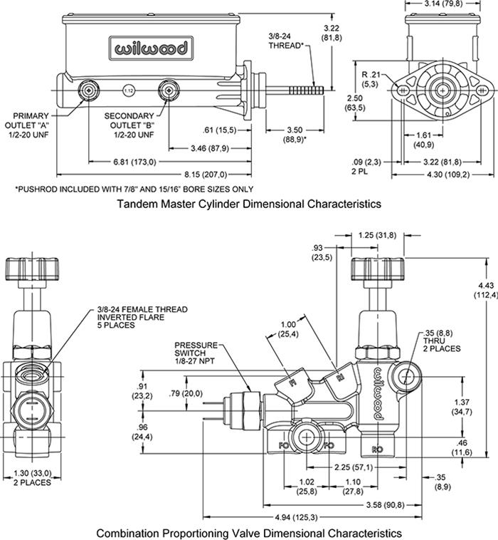 Wilwood Aluminum Tandem Master Cylinders 261-13269-BK